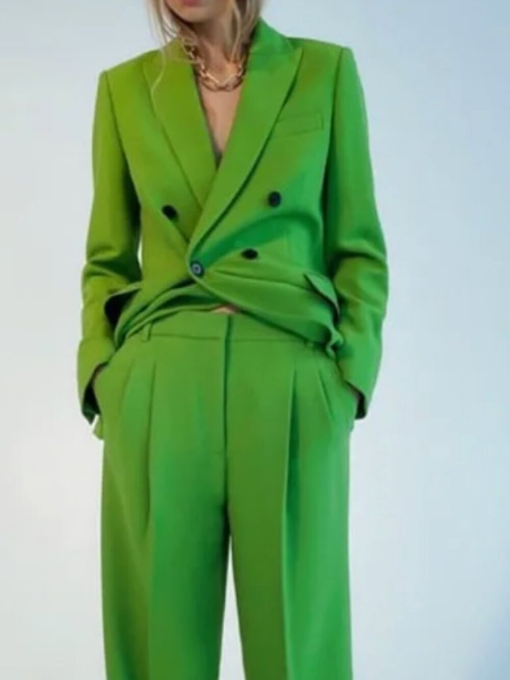 Zara Lime Green 3 Breasted Blazer